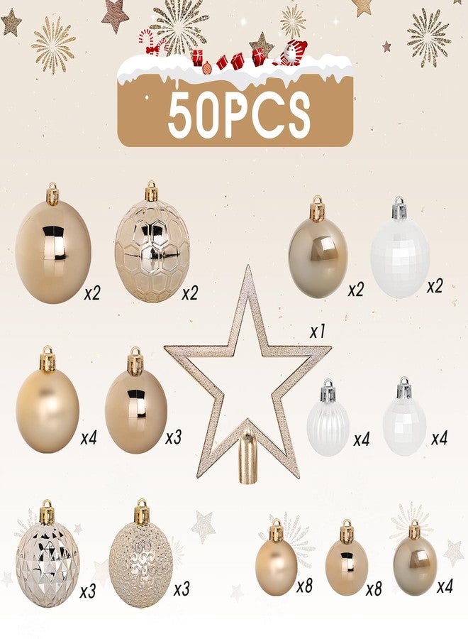 TranquilBliss 50 Pcs Christmas Ornaments Set with Strings, Christmas Ball Ornaments Set with Hanging Strings, Shatterproof Christmas Decorations Ornaments for Xmas Tree (Deep Champagne) - Image 3